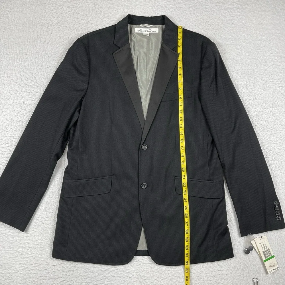 Kenneth Cole Suit Jacket Mens 42 Large Black Striped Casual Office Work Business